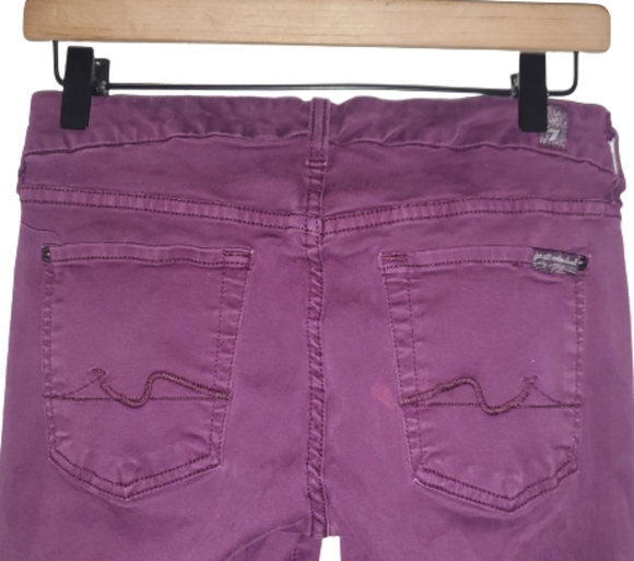 7FAMK Gwenevere Skinny Jeans Purple Mauve Size 27/ 4 - Picture 9 of 12